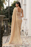 Gold Embroidery Round Neck Hand Pre-draped Saree