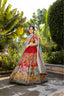 Red kalamkari lehenga