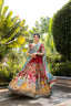 Red kalamkari lehenga