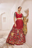 Red Kalamkari lehenga choli semi stitched