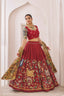 Red Kalamkari lehenga choli semi stitched