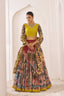 Yellow Kalamkari lehenga choli semi stitched