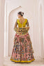Yellow Kalamkari lehenga choli semi stitched