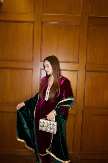 Burgundy Velvet Suit Set (WInter Special)